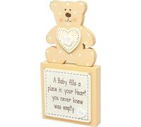 2 X Teddy Bear Baby Plaque - Block Keepsake Ornament | Bedroom Decoration, Christening Present | Newborn Baby | 18.5Cm, Childrens Gift | Housewarming | Parent, Child