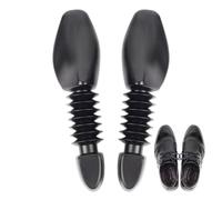 2 x Telescopic Shoe Tree - PPT Extender, Flexible Shaper, Lightweight Black Pair with Tension Spring, Shoe Stretcher for Trainers, Clothes Shoes, Closet Hygiene Aid, Synthetic Leather
