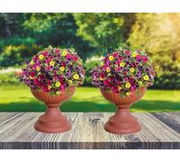2 x Terracotta Grecian Urn Patio Planter Plastic Garden Plant Pot Flower Bowl 42cm