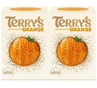 2 x Terry's White Chocolate Orange Ball 145g - White Chocolate with Real Orange Oil, Iconic Segmented Chocolate Ball, Christmas Gift & Sharing Treat