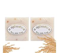 2 x Thai Rice Milk Hand Soap, Handmade Glow Boost, Radiance Bar, Multi-Wash for Face, Body and Makeup Removal, Gentle Whitening Collagen, Solid Shower Gel Soap