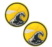 2 X The Great Wave Off Kanagawa Iron-On Embroidered Patch - Classic Japanese Art Inspired Badge for Clothing, Backpacks, Jackets (6cm)