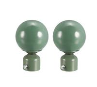 2 x Thin Iron Ball End Curtain Rods for 28 mm Pole Drapery 90 mm x 60 mm Green