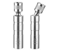 2 x Thin Wall Spark Plug Socket, 14mm 16mm Universal Joint 3/8 inch 12-point Magnetic Swivel Spark Plug Socket Set, Magnetic Spark Plug Wrench Spark Plug Spanner, Car Repair Spark Plug Removal Tools