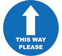 2 x this way please arrow - social distancing landscape floor safety sign self adhesive vinyl weather proof label sticker - 15cm x 15cm - (SC-01)