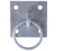 2 x Tie Ring Diameter 68 mm with Square Eyelet Plate 100 x 100 mm Hot-Dip Galvanised Steel - Robust Mounting Ring for Garden, Yard, Stable and Workshop