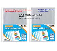 2 X Tiger 10 x PORTRAIT A3 GLASS CLEAR PLASTIC WALLETS Strong Art Poly Punched Pocket Sleeves