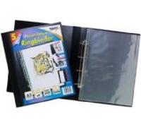 2 X Tiger A3 deluxe portrait 4-D ring binder folder file art black presentation portfolio + 5 sleeves