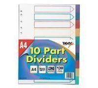 2 X Tiger A4 plastic subject dividers 10 part x 1 set
