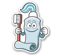 2 x Toothpaste & Toothbrush Vinyl Sticker Decal iPad Laptop Kids Dentist #4591 (7.2cm Wide x 10cm Tall)