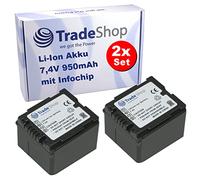 2 x Trade-Shop Camera Li-Ion Battery 7.4 V / 950 mAh Replacement for Panasonic VW-VBG70 VW-VBG070 VW-VBG070A VW-VBG070-K VW-VBG130 VW-VBG130E-K VW-VBG130K