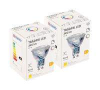 2 x TRADFRI GU10 Colour & White Spectrum (Warm/Cool) Smart Zigbee LED Bulbs, 3.6W, 345lm