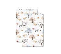 2 x Travel Cot Fitted Sheets - 100% Cotton, Soft & Comfy, Antiallergic & Breathable (Animals & Trees, 95 x 65 cm)