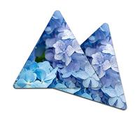 2 x Triangle Coasters - Blue Hydrangea Flower Flowers Nature Cork Backed MDF Glossy Tea Coffee Accessory #52660