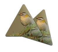 2 x Triangle Coasters - Male Firecrest Crown Small Garden Bird Cork Backed MDF Glossy Tea Coffee Accessory #51405