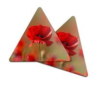 2 x Triangle Coasters - Poppy Flower Close Up Cork Backed MDF Glossy Tea Coffee Accessory #51754