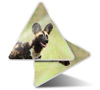 2 x Triangle Stickers 10 cm - African Wild Dog Africa Animal Fun Decals for Laptops,Tablets,Luggage,Scrap Booking,Fridges #16259