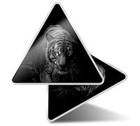 2 x Triangle Stickers 10 cm - Black & White Tiger Wild Cat Fun Decals for Laptops,Tablets,Luggage,Scrap Booking,Fridges #2767