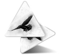 2 x Triangle Stickers 10 cm - Flying Black Crow Art Drawing Fun Decals for Laptops,Tablets,Luggage,Scrap Booking,Fridges #21233