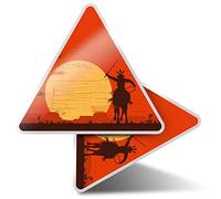 2 x Triangle Stickers 10 cm - Samurai Warrior on Horse Fun Decals for Laptops,Tablets,Luggage,Scrap Booking,Fridges #12943