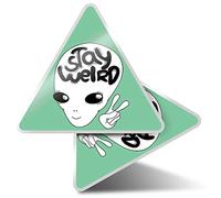 2 x Triangle Stickers 10 cm - Stay Weird UFO Alien Aliens Space Fun Decals for Laptops,Tablets,Luggage,Scrap Booking,Fridges #14724