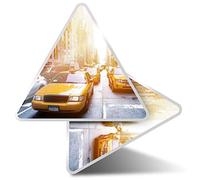 2 x Triangle Stickers 10 cm - Yellow New York Taxi America USA Fun Decals for Laptops,Tablets,Luggage,Scrap Booking,Fridges #8548