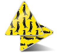 2 x Triangle Stickers 7.5cm - Yellow Meerkat Pattern Wild Animal Fun Decals for Laptops,Tablets,Luggage,Scrap Booking,Fridges #46505