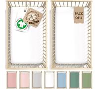2 x Tutti Bambini Compatible Crib Sheets Organic - Thickest & Softest GOTS Organic Cotton 200GSM - Next To Me Sheets 51x85 / 50x80 / 52x83 Next2me Cozee Bedside Crib Fitted Sheets