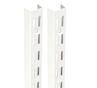 2 x Twin Slot Shelving Uprights 430mm White Anti-Microbial Finish Strong Flexible Versatile Storage Commercial School Healthcare Kitchen and Domestic Use