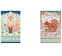 2 x Ulster Weavers Woodland Fox & Squirrel Floral Flowers 100% Cotton Kitchen Dining Tea Dish Towels