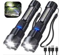 2 X Ultra-Bright Led Flashlights 990,000,000Lm Rechargeable & Zoomable Torches