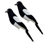 2 x Ultra Realistic Flocked Magpie Decoy Larsen Trap Bird Decoying Shooting Fake Inc. Peg