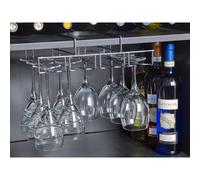 2 x Under Shelf Hanging Metal Wine Glasses Rack Stemware Holder Rail
