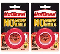 2 X UniBond No More Nails Permanent Roll - 19 mm x 1.5 m Mounting Tape