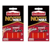 2 x Unibond No More Nails Permanent Strips, Adhesive Strips for Fast & Easy Mounting, Double Sided Sticky Tape for Interior & Exterior Use, Waterproof Tape, Pack of 10 (20 Strips)