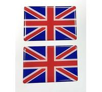 2 x Union Jack Domed Sticker/Decal - 64mm RED, White & Blue