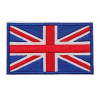 2 x Union Jack GB Flag Embroidered Iron On Patch British Emblem UK Great Britain Applique Fabric Badge for Bags Jackets Coats Trousers Hats