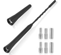 2 x Universal Short 24cm + 6.5cm FM/AM/Dab Roof Antenna with Enhanced Reception with 6 Connection Screws M4, M5 and M6, Compatible with All Vehicles