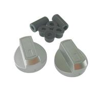 2 X Universal Silver Control Knobs & Adaptors - Fits Toasters, Trouser Presses, Camping Stoves, Hobs & More By Ufixt