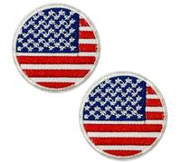 2 X USA Flag Patch Round - American Flag Iron-On Embroidered Badge for Jackets, Bags, Hats & Clothes - 5cm Diameter Patriotic Travel Patch