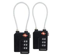 2 x V.S.P. Luggage Locks TSA Approved, Cable Travel Locks, 3 Digit Combination Zipper Locks for Travel Suitcase, Baggage, Backpack, Briefcase, Small Locker Lock for Gym, School (2, Black)