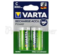 2 x Varta C size 3000mAh batteries Rechargeable Ni-MH 1.2V HR14 Baby Power Accu