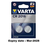 2 x VARTA CR2016 Li-Mn Lithium Button Cell 3v Battery Clock Calculator Car Fob