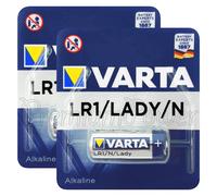 2 x Varta N size / LR1 batteries 1.5V Alkaline Lady MN9100 AM5 E90 4001 LR01