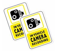 2 x VC2E Stickers In Vehicle Camera Recording Security Sign CCTV Operation 24hr Video Warning Dash Cam Label Car Taxi Van Notice Yellow Decals 80mm x 110mm Externally to Surfaces