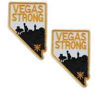 2 X Vegas Strong Iron-On Patch - 8 x 5cm Embroidered Nevada State Applique with Skyline Silhouette - Patriotic Patch for Jackets, Bags, Hats & DIY Apparel