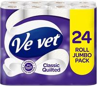 2 x Velvat Classic Quilted Toilet Tissue 24 Rolls - Luxuriously Soft, Strong and Absorbent Toilet Roll - Jumbo Bulk Pack 24 Rolls