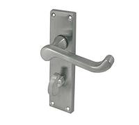 2 X Victorian Scroll Bathroom Door Handles 150 x 40mm Satin Chrome Finish