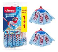 2 x Vileda SuperMocio 3 Action XL Mop Refills - Maxi Pack 1+1 Pack | Microfibre Mop Head Replacement for Stubborn Dirt & Grease | Floor Cleaning Refills for Tile, Laminate & Wood