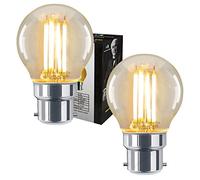 2 x Vintage 4w LED Golf Ball Filament Light Bulb B22 Clear Glass